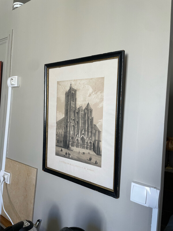 Gravure représentant la nouvelle vue de la cathédrale de Bourges - 48,5 x 61 cm