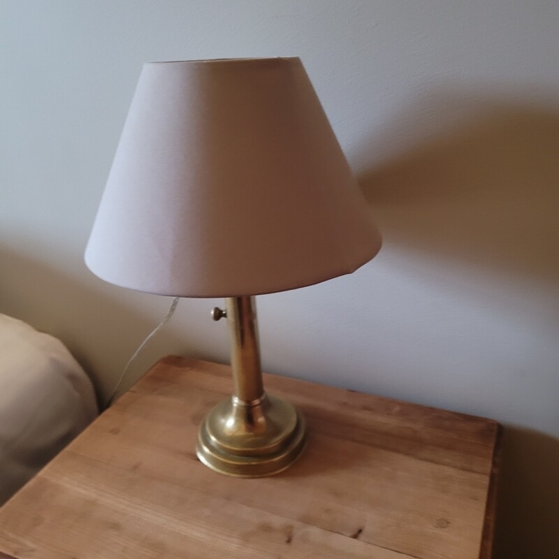 Lampe  Bougeoir à pied doré et abat jour rose poudré 35 X 26