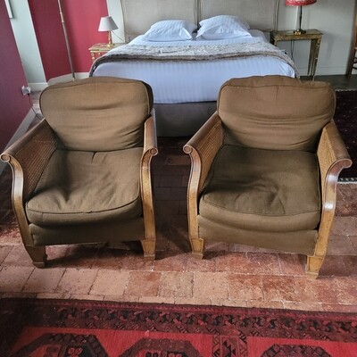Paire de fauteuils confortables et cannés 76 X 73 X 84