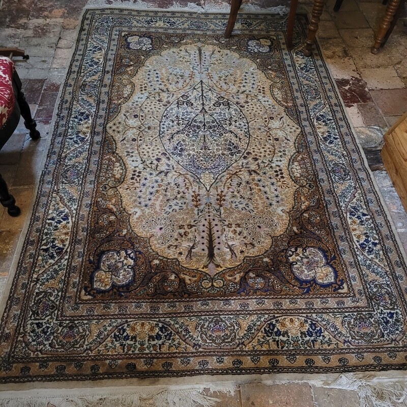 Tapis arabesques  bleu et marron 240 X 138