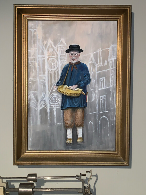Huile représentant un musicien à la vielle  64 x 47cm