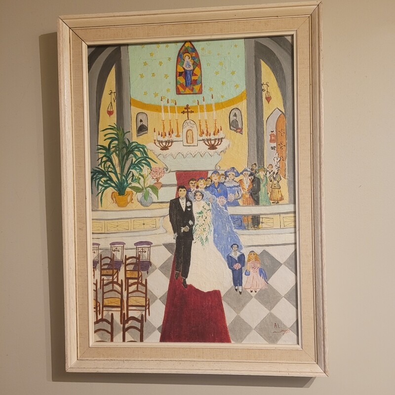 Splendide huile d'un mariage d'AL Jousse  62 x 45cm