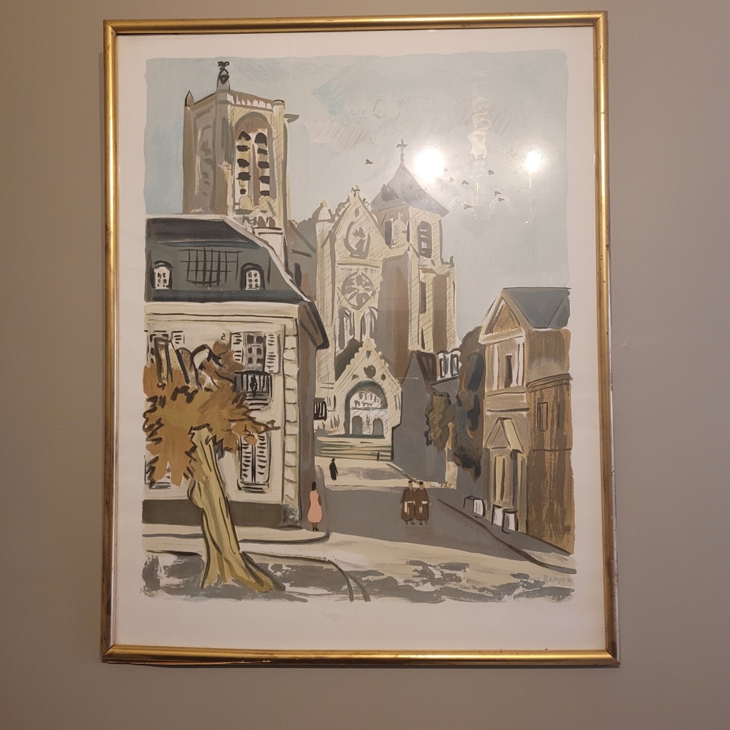 Gravure de BRAYER - Bourges rue porte Jaune - 71 X 56