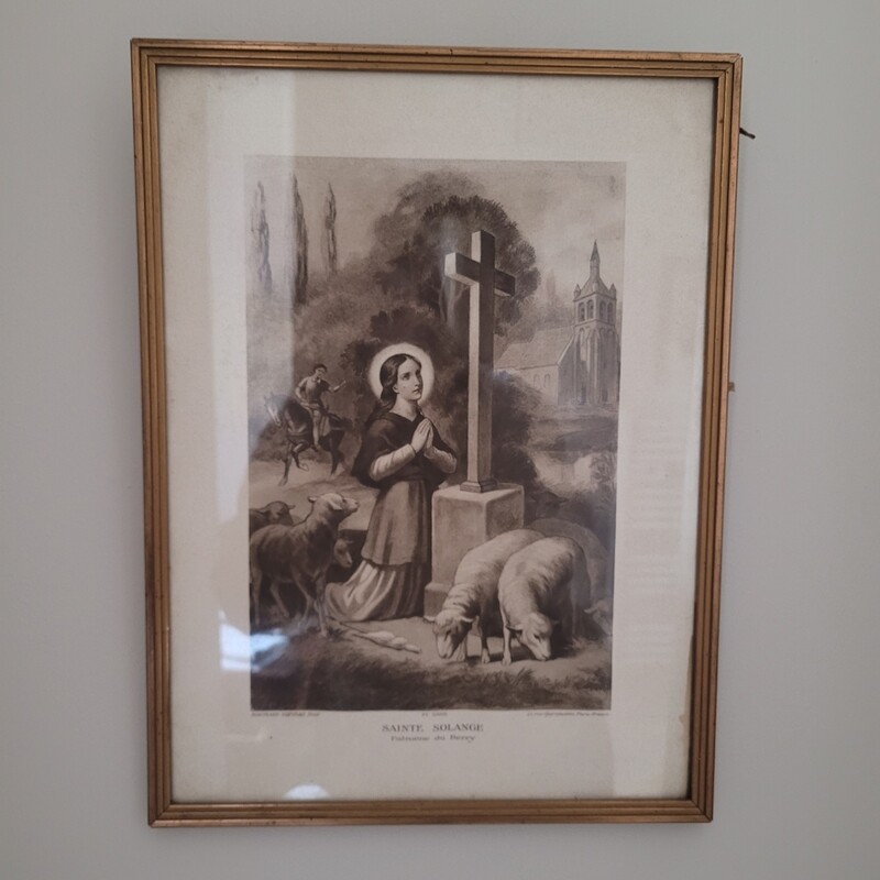 Magnifique gravure de la Sainte Solange 40 X 30cm