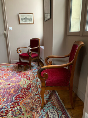 Magnifique paire de fauteuils Restauration rouges 60x54x43cm