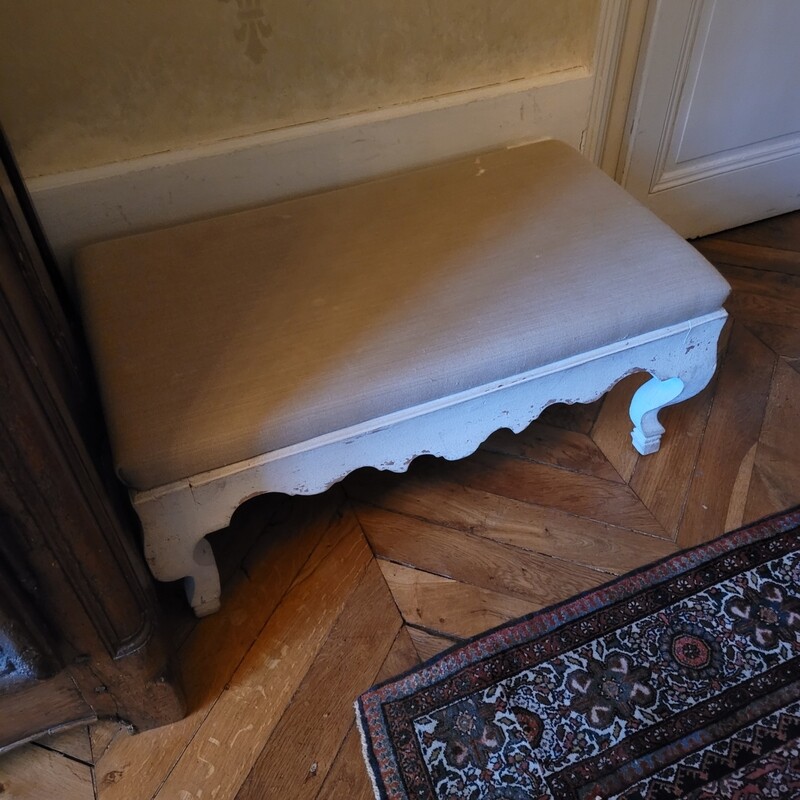 Porte valise beige et en lin blanc 80x46x35cm