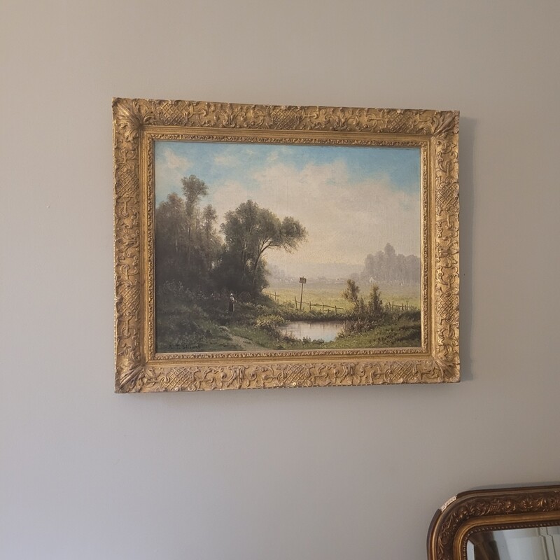 Huile de paysage de A.T Stuart 