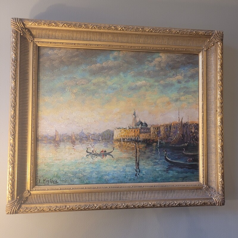 Huile Venise - Tableau de R Moisse - 50x57cm