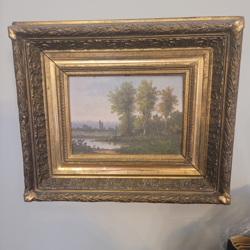 Huile de paysage "DALUT" avec moulures 38x30cm