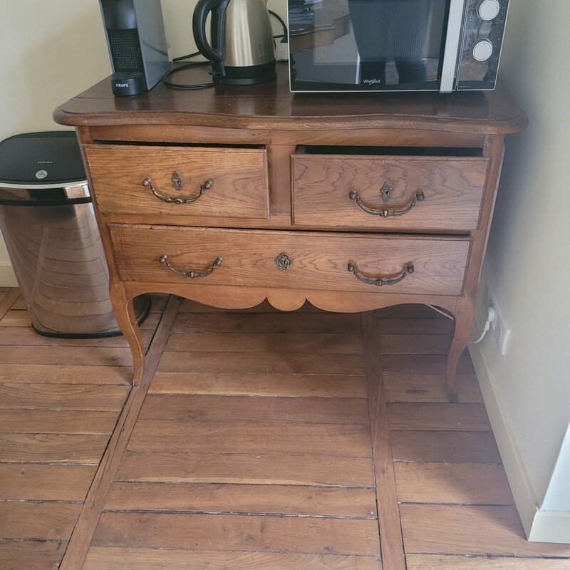 Commode en chêne avec 3 tiroirs - H 79 x P 53 x L 100 cm