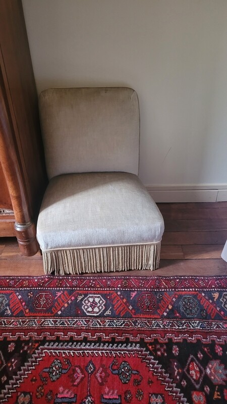 Fauteuil en tissu crème - H 80 x P 50 x L 77 cm
