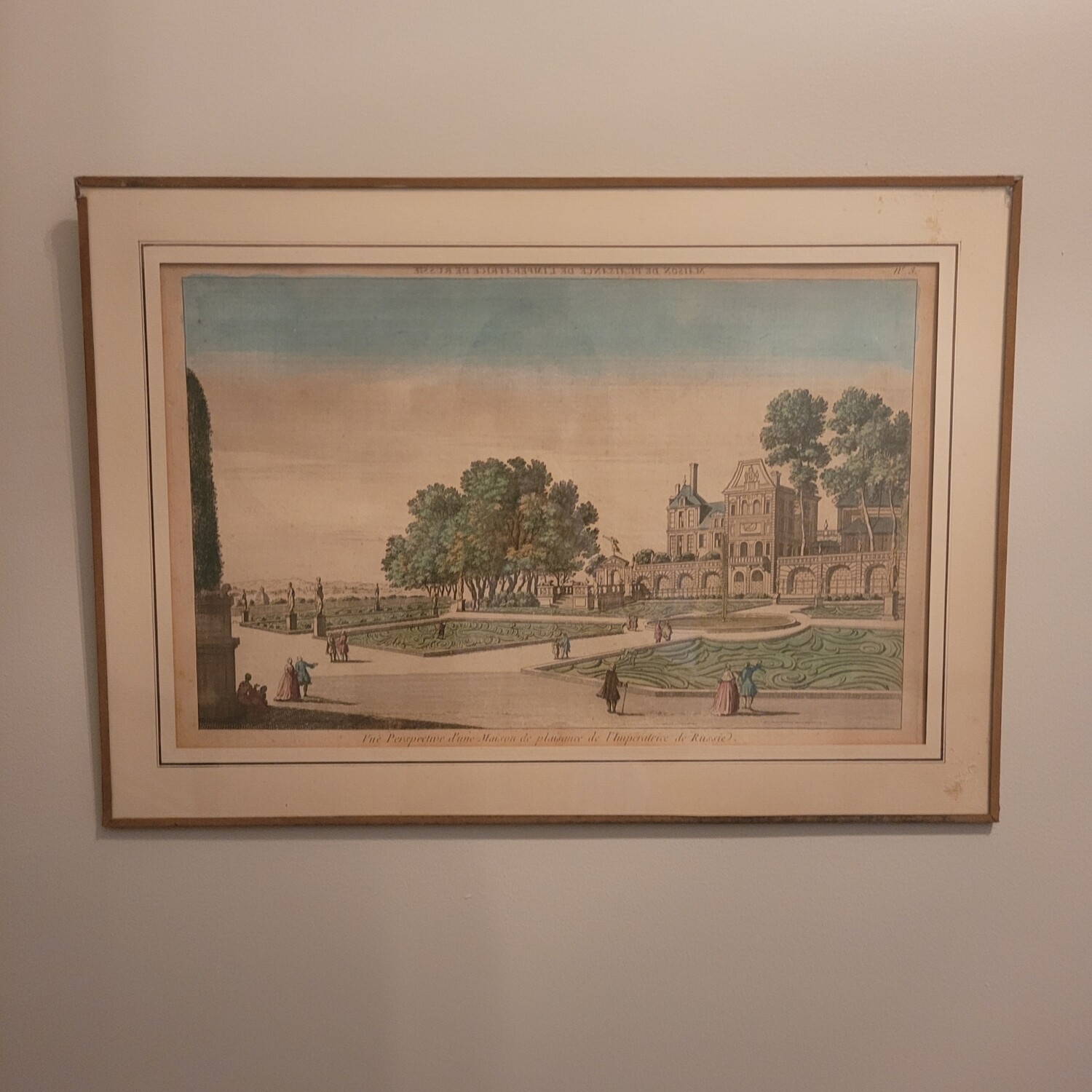 "vue en perspective d'une maison de plaisance de l'Impératrice de Russie" 51x36cm