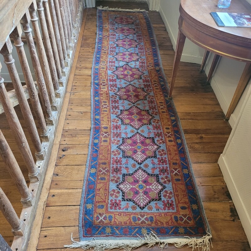 Tapis galerie bleu et orange 320x70