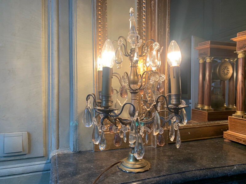 Jolie paire de girandoles montées sur lampe - 47.5 x 30 cm