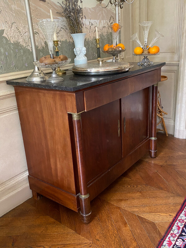 Commode en bois et marbre -  H_131 cm P_ 63 cm  L_131 cm