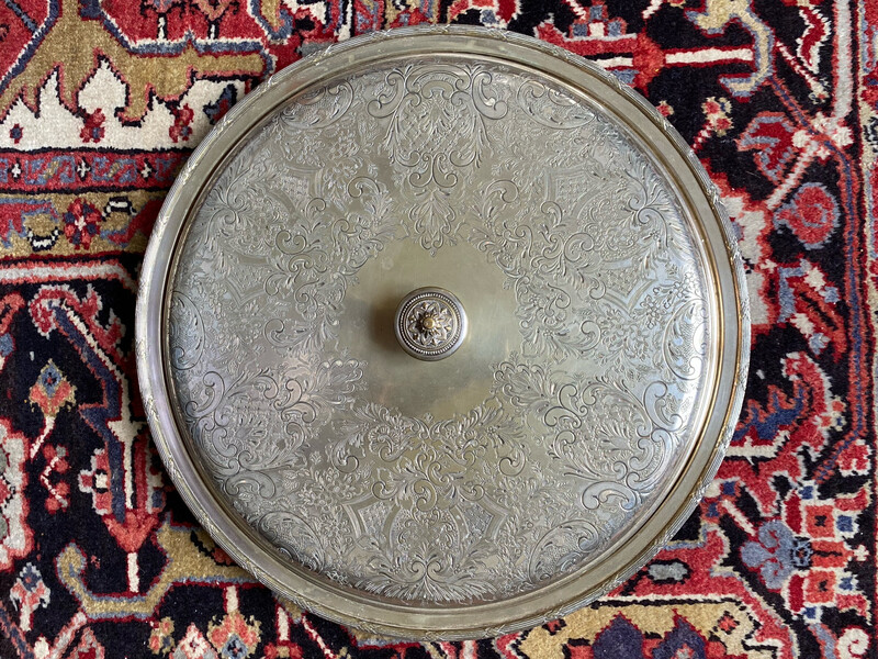 Plateau métal argenté 51 cm de diamètre