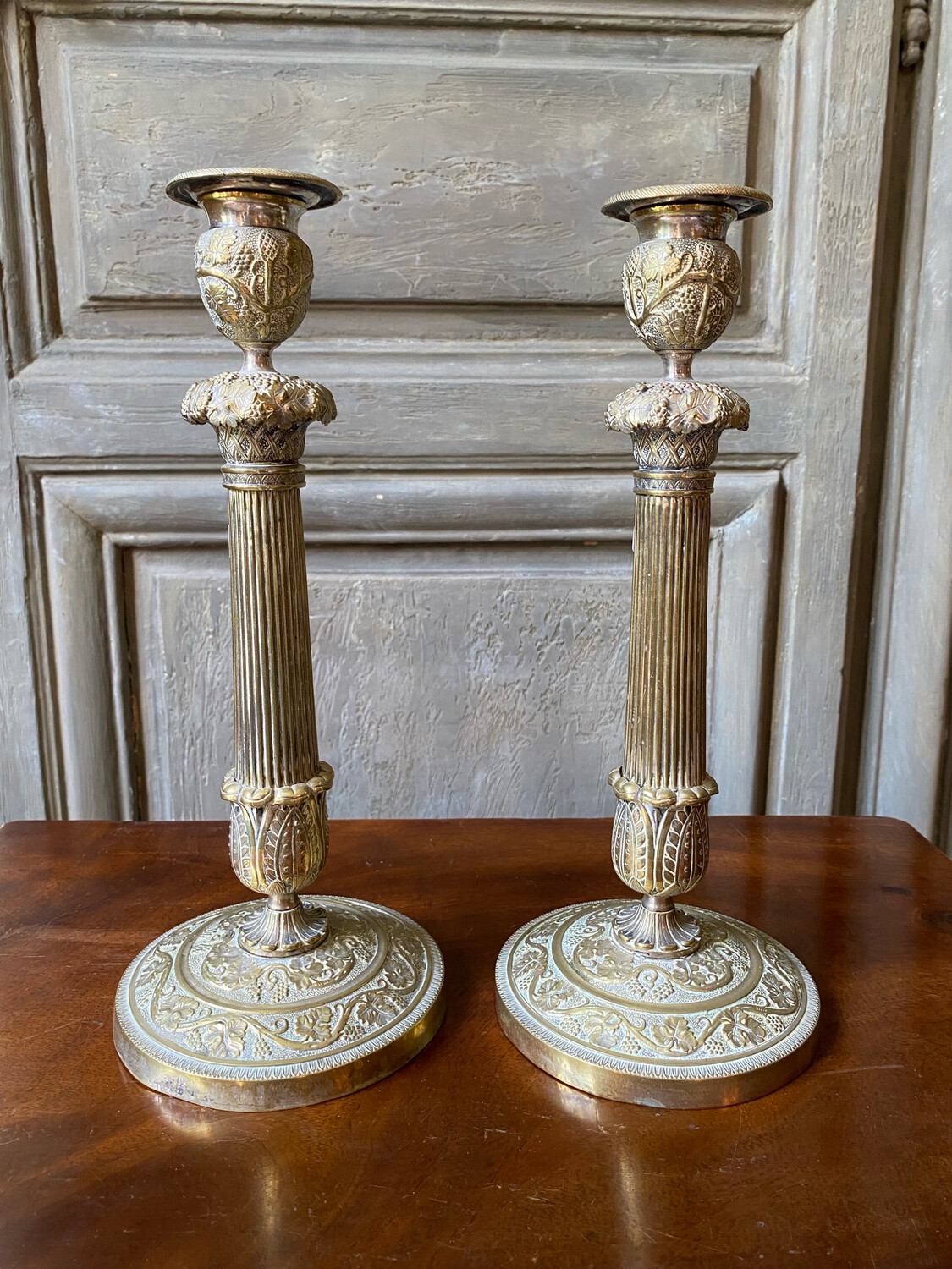 Paire de bougeoirs époque restauration - h : 30,5 cm