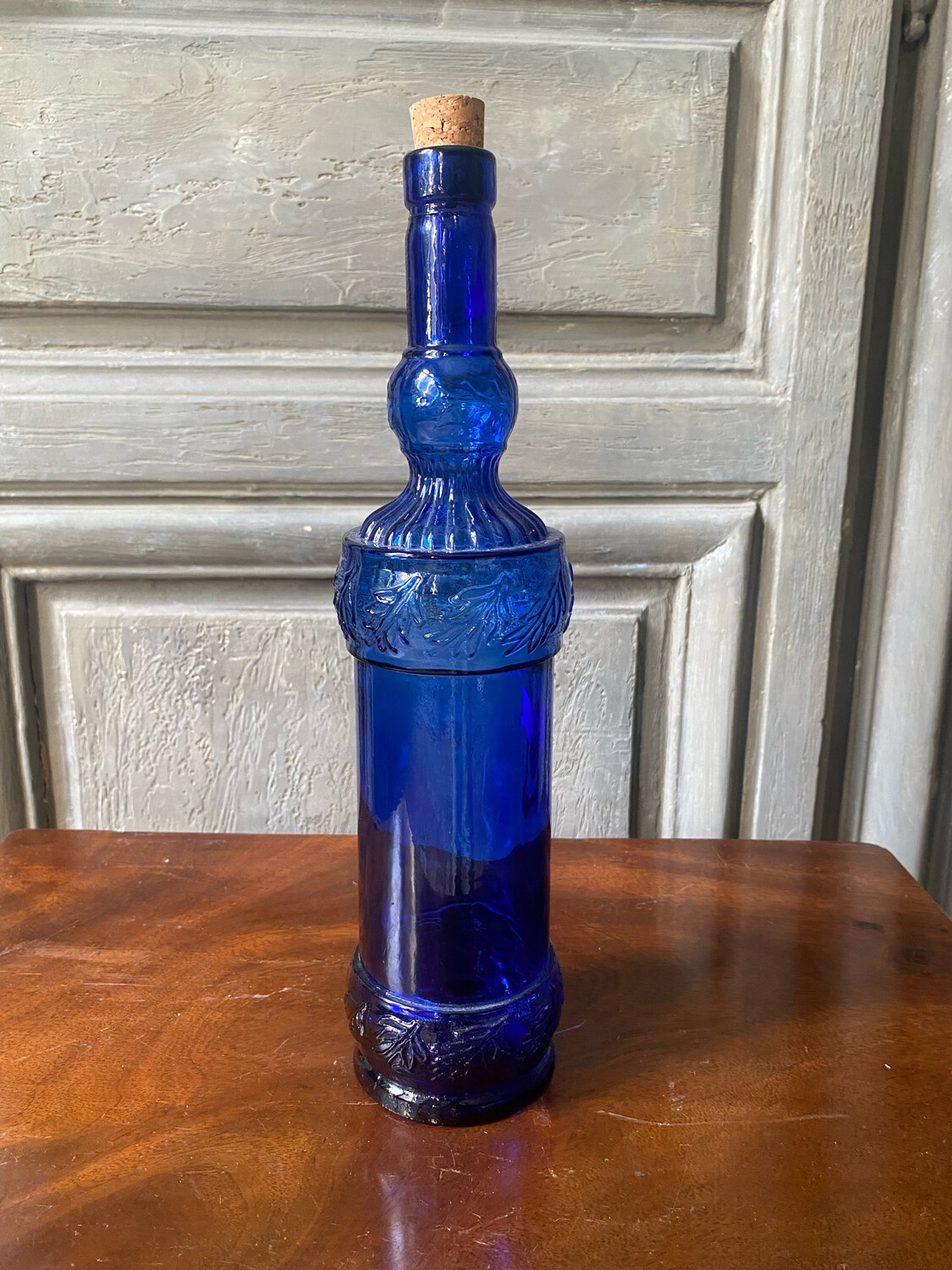 Bouteille bleu - h 34 cm