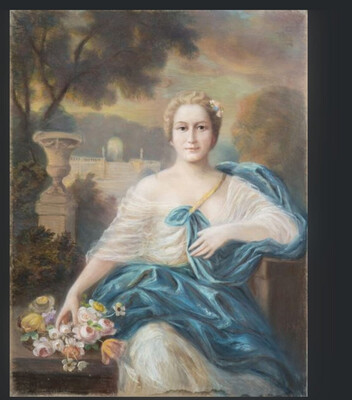 Portrait de jeune femme au bouquet de fleurs