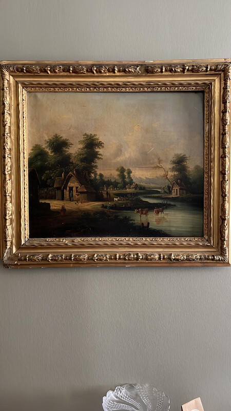 Tableau huile sur toile -F.B. DESFONTAINES (XIX) - 64 x  54 cm