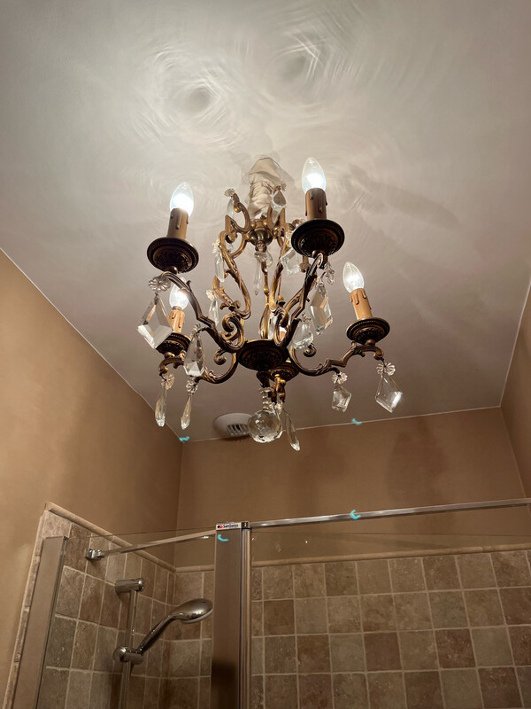 Lustre à cinq bras de lumière avec pampilles - H 58 cm