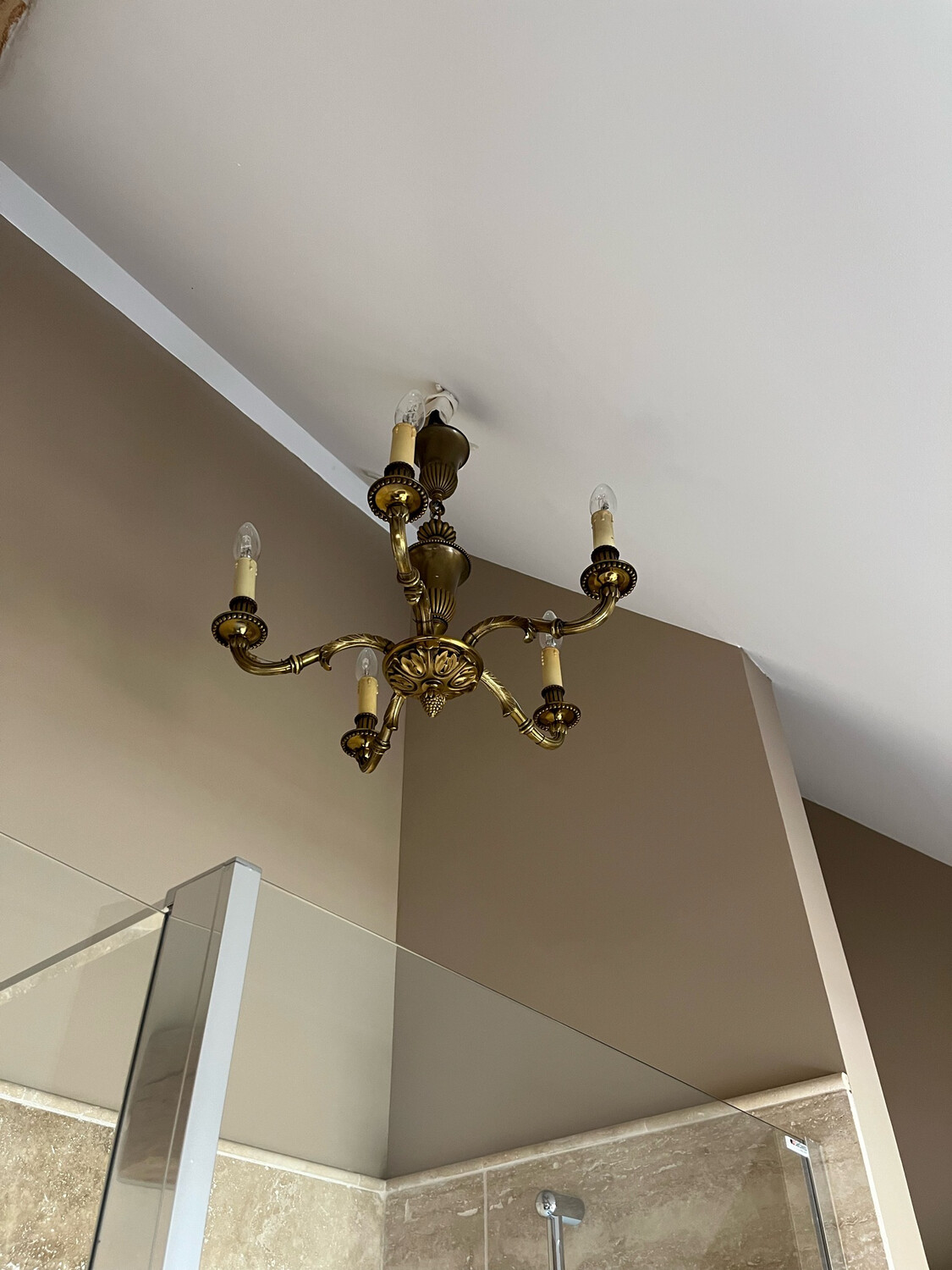 Lustre en bronze  5 bras - H 50 cm