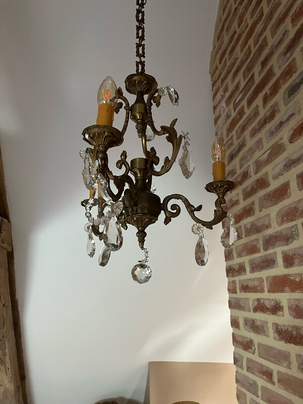 Lustre en bronze 3 branches - H 50 cm