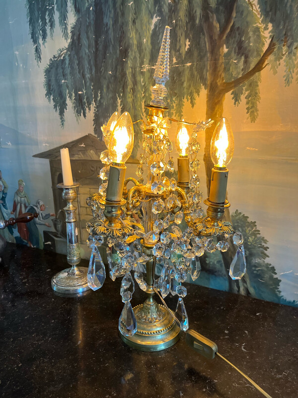 Paire de girandoles montées sur lampe - H 57 cm