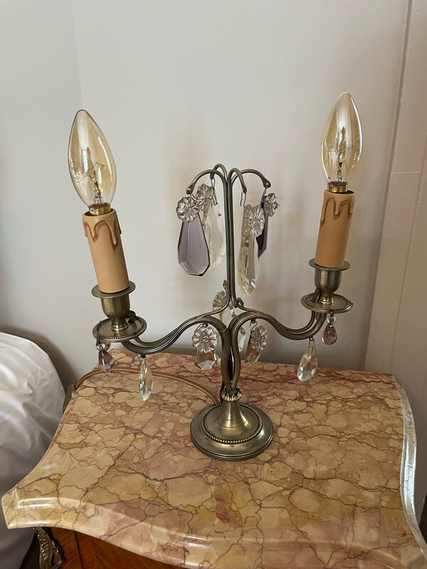 Girandole en bronze, laiton avec pampilles - H 30 cm