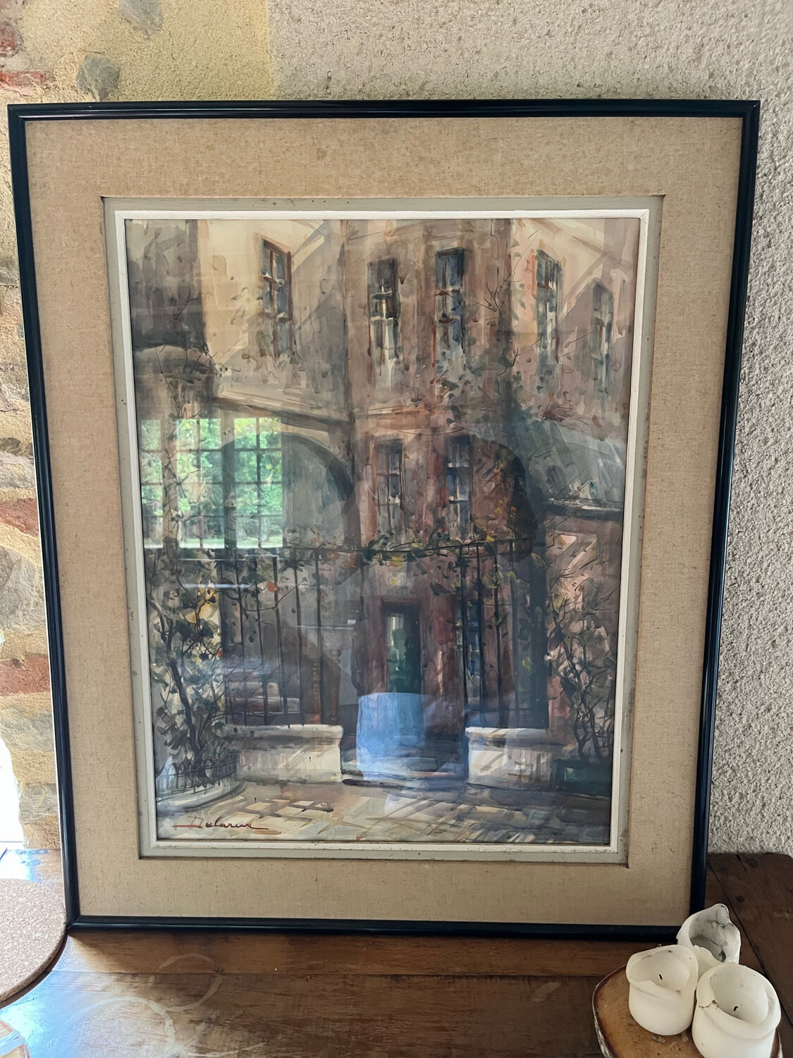 Cadre illustration  de l’entrée d’un immeuble - 68 x 83 cm
