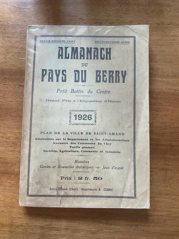 Livre « Almanach du Pays du Berry » - Petit Bottin du Centre