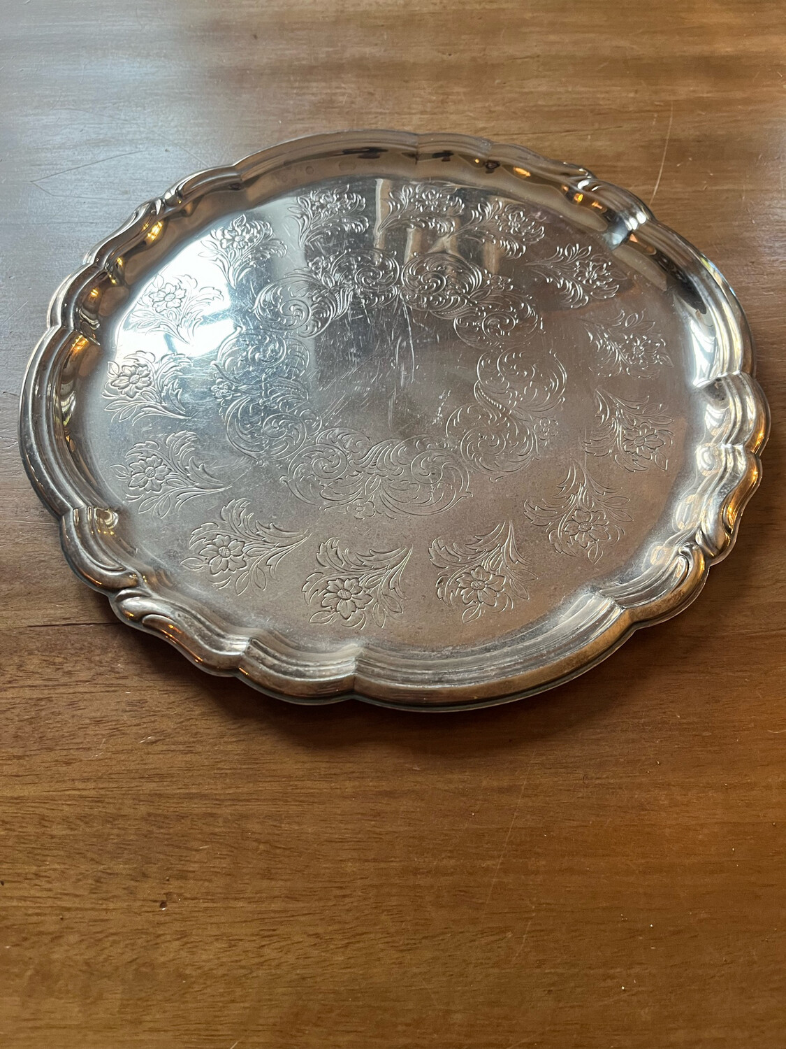 Plateau rond argenté - D33 cm