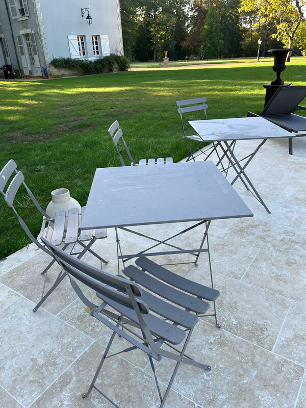 Table métal et bois gris