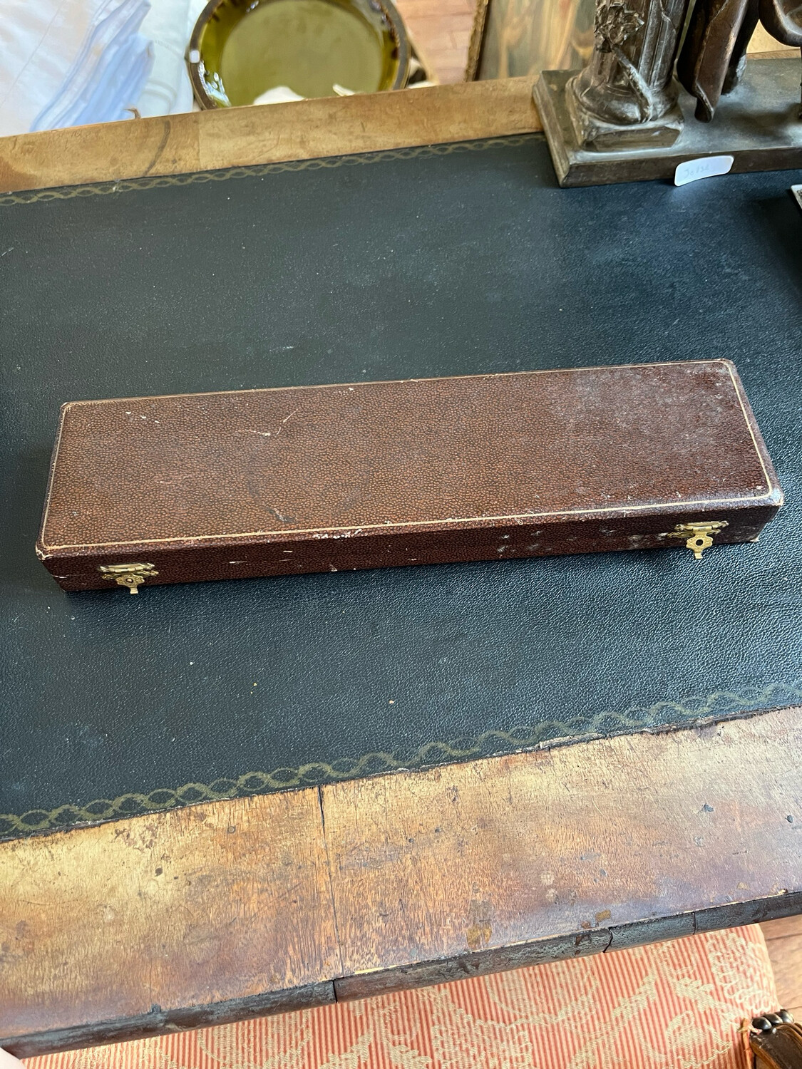 Coffret pelle à tarte en métal argenté - 33 x 9 cm