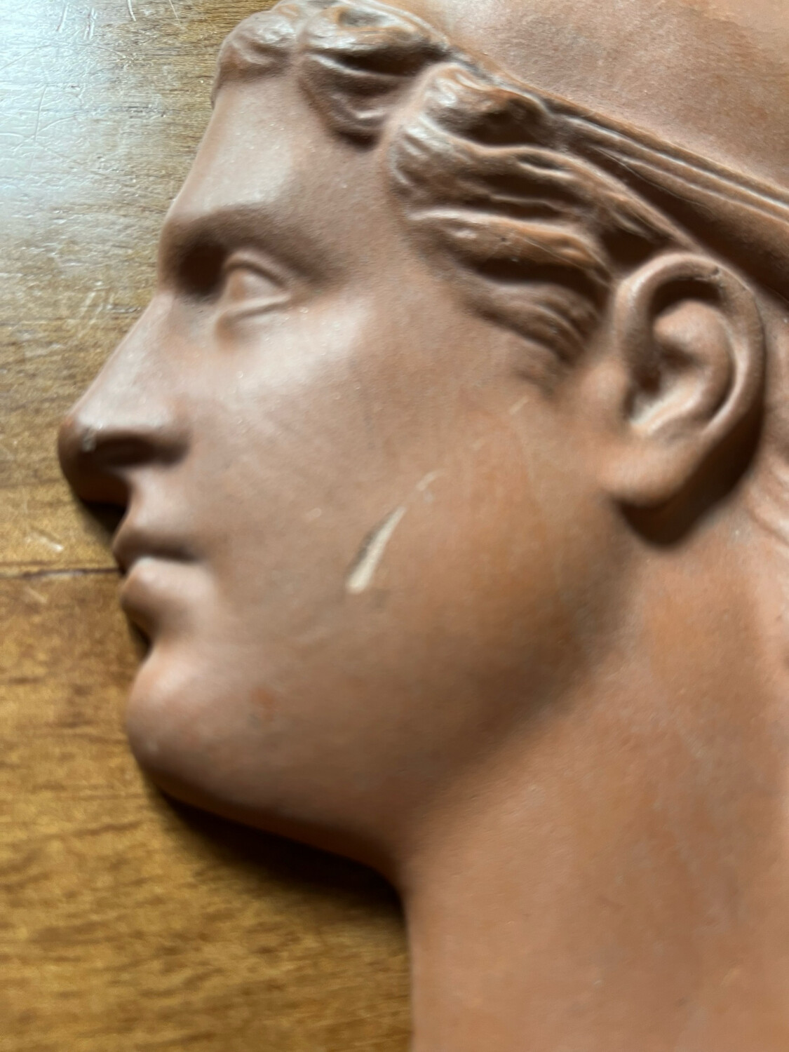 Profil de Marianne en bas relief en terre cuite