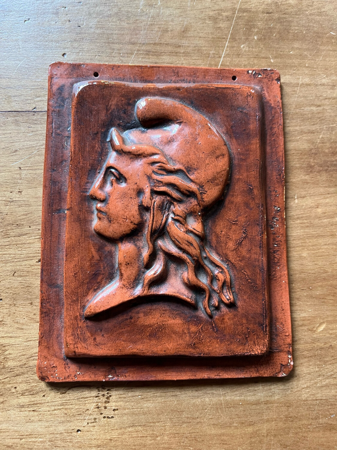 Profil de Marianne en terre-cuite émaillée - 16 x 13 cm