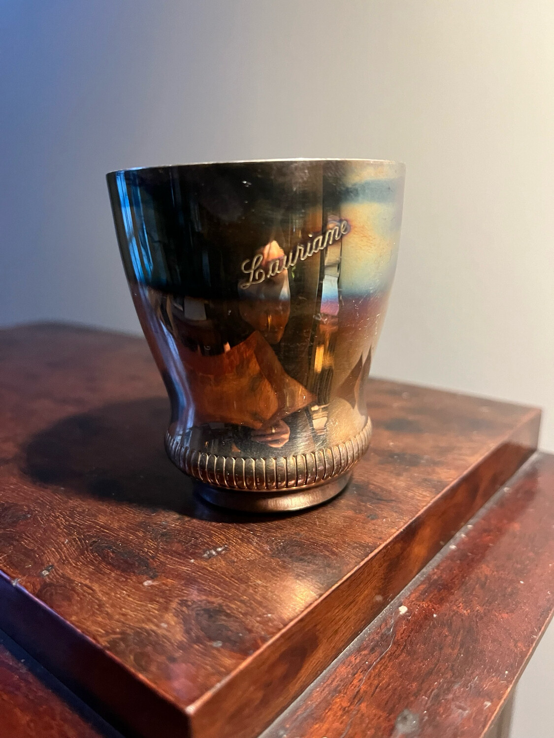 Timbale en métal argenté gravé Laurianne - 6 cm