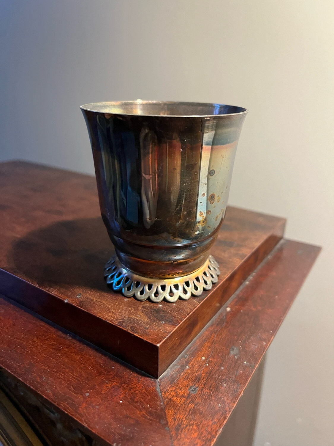 Timbale en métal argenté - 6,5 x 7,5 cm