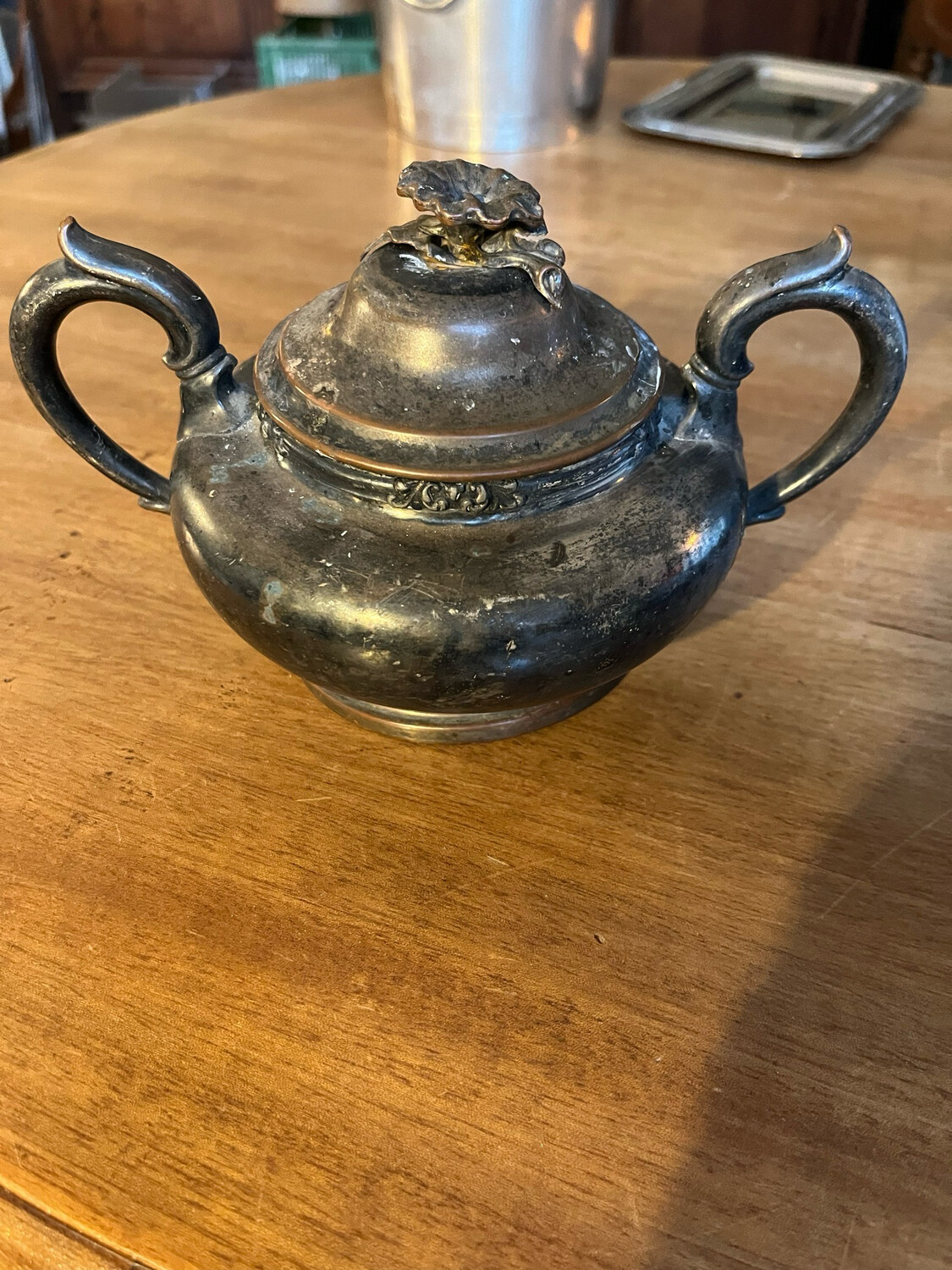 Sucrier en métal argenté - 20 x 12 cm