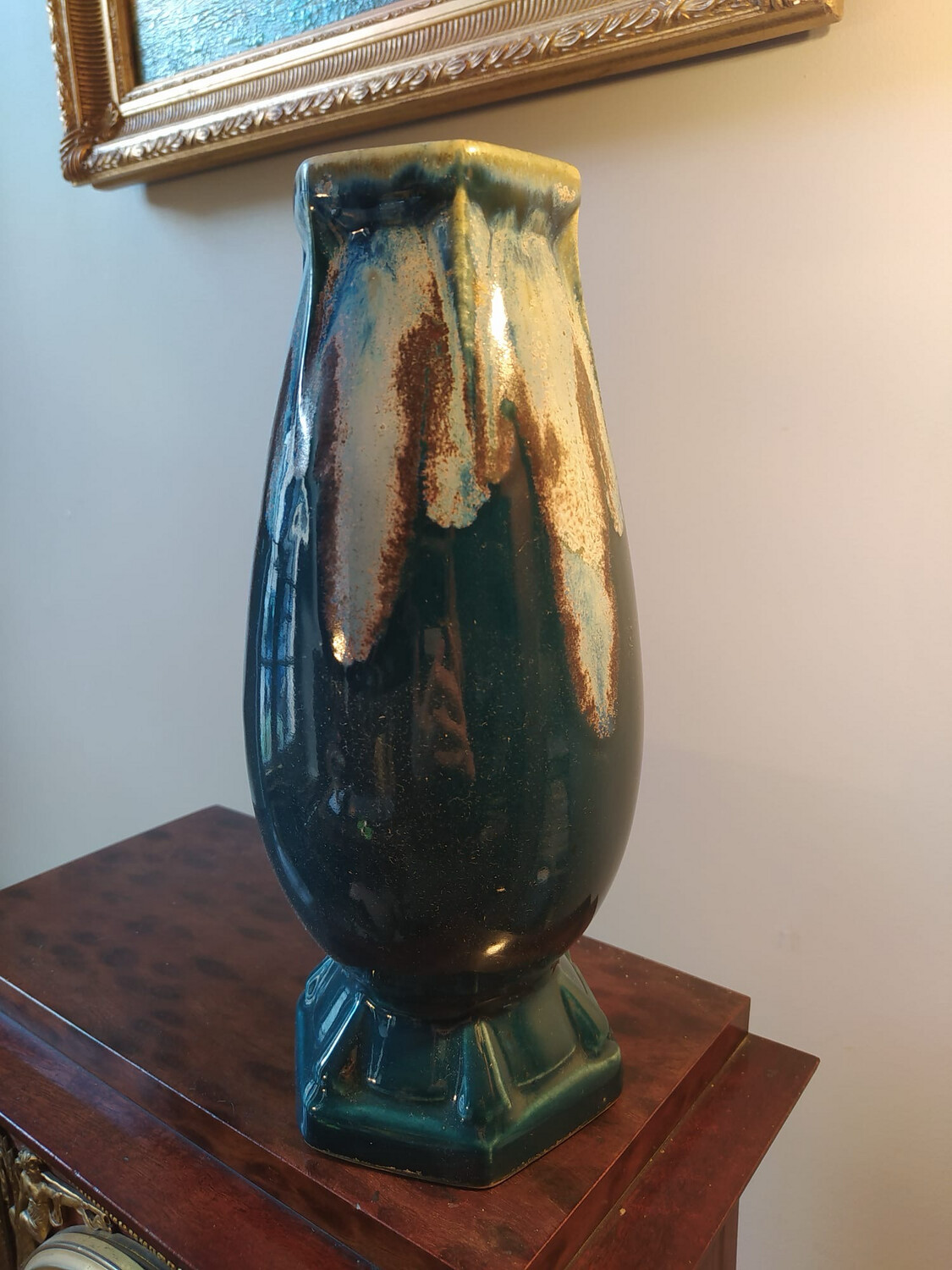 Denbac : Grand vase en grès émaillé, dégradé de bleu - H 26 cm
