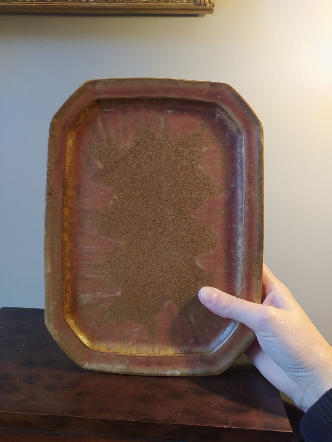 Denbac : plateau rectangulaire en grès émaillé marron - 25 x 19 cm