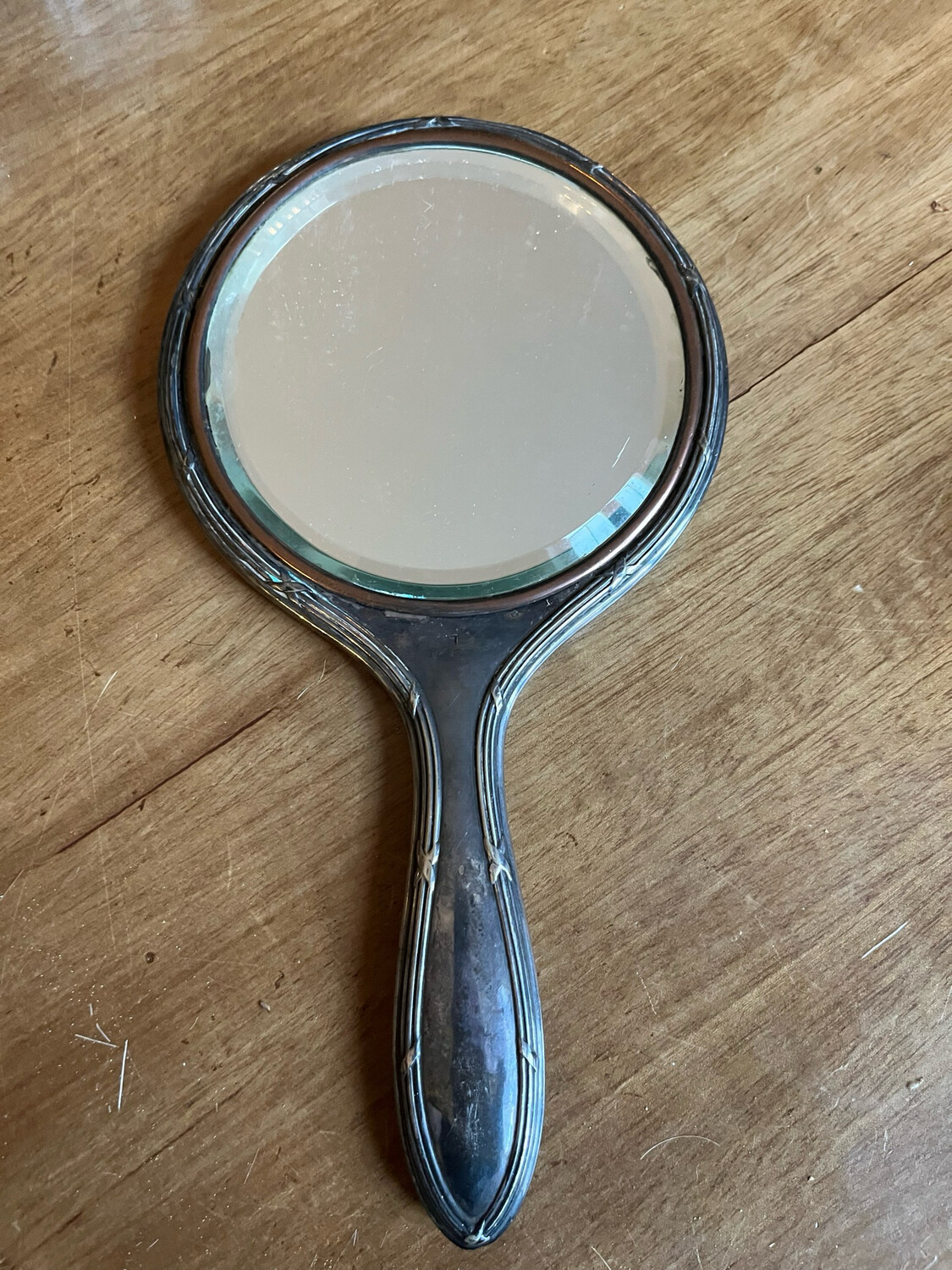 Miroir en métal argenté - 26 x 14 cm