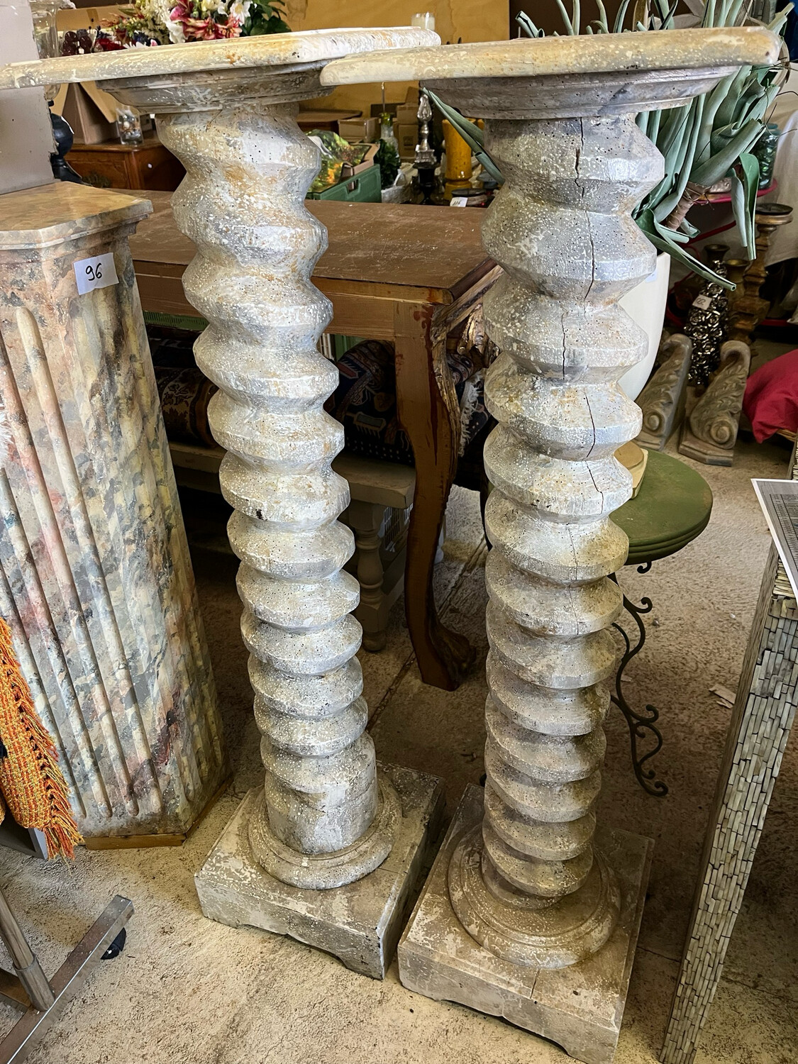 Paire de vis de pressoir à usage de sellette - H 122 cm