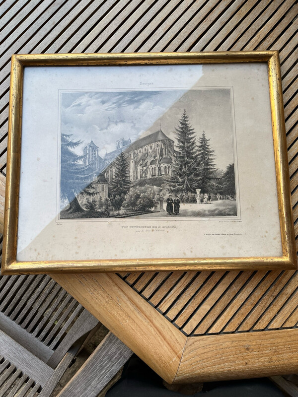 Illustration de la cathédrale St.Etienne, à Bourges, prise du jardin de l’archevêché - 42 x 52 cm