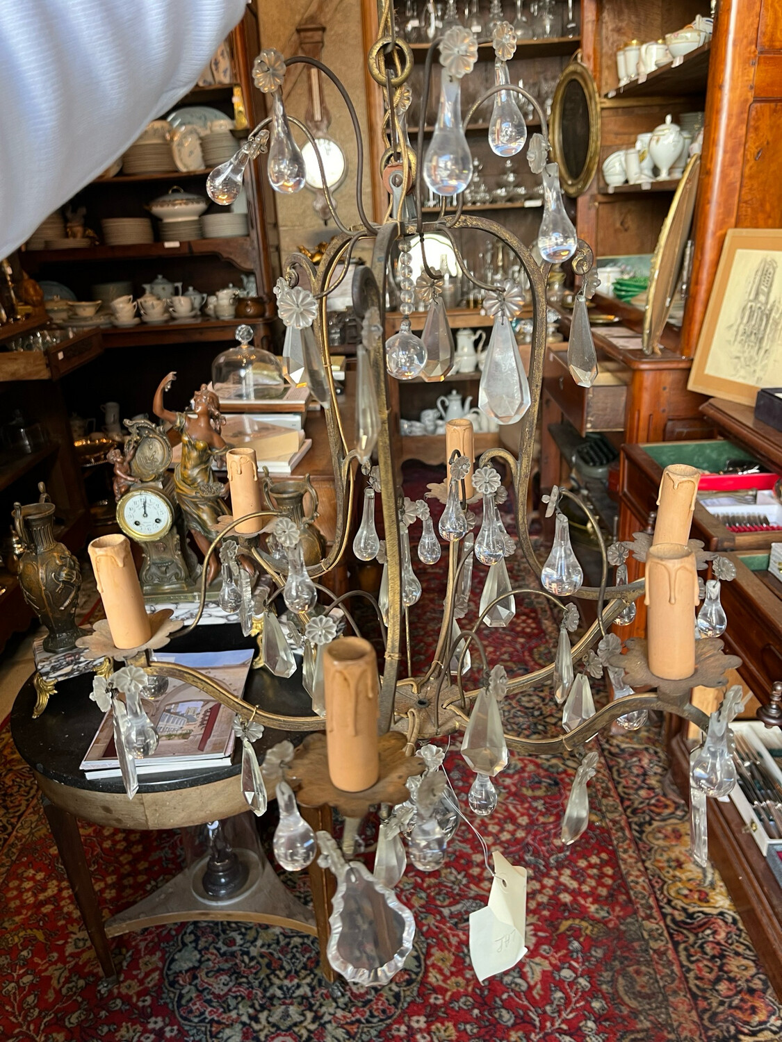 Lustre pampilles à six bras de lumière - H 70 cm