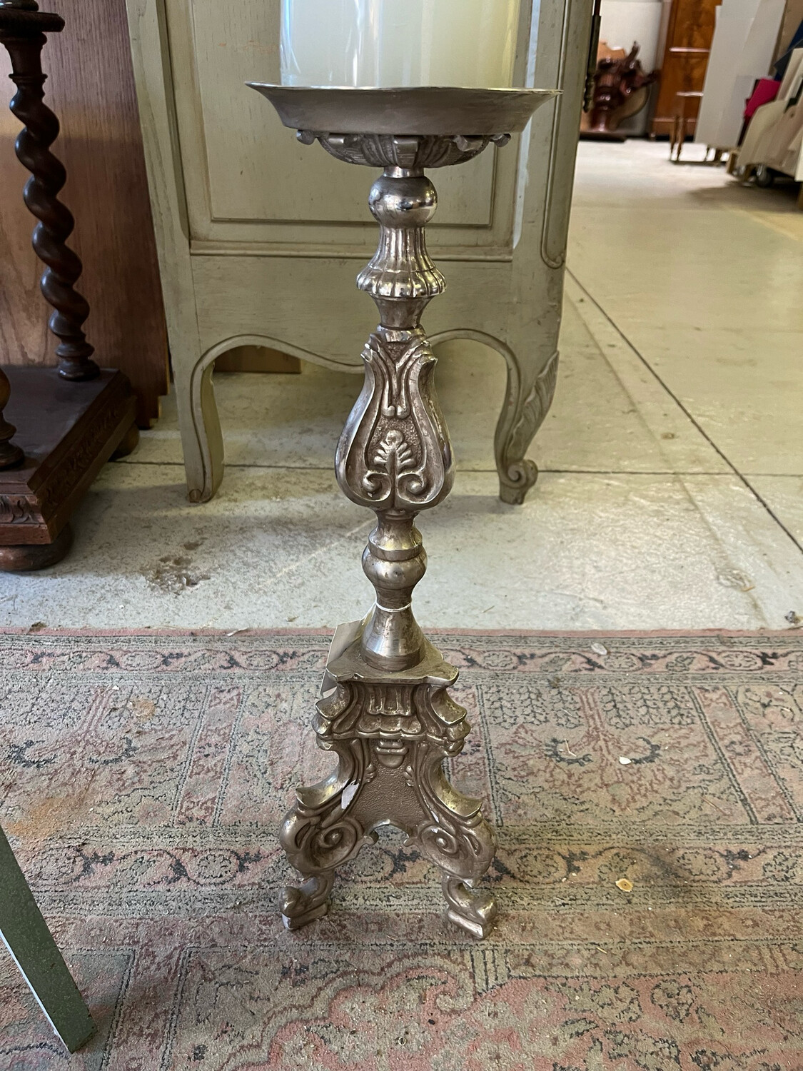 Pic-cierge en métal argenté - H 55 cm