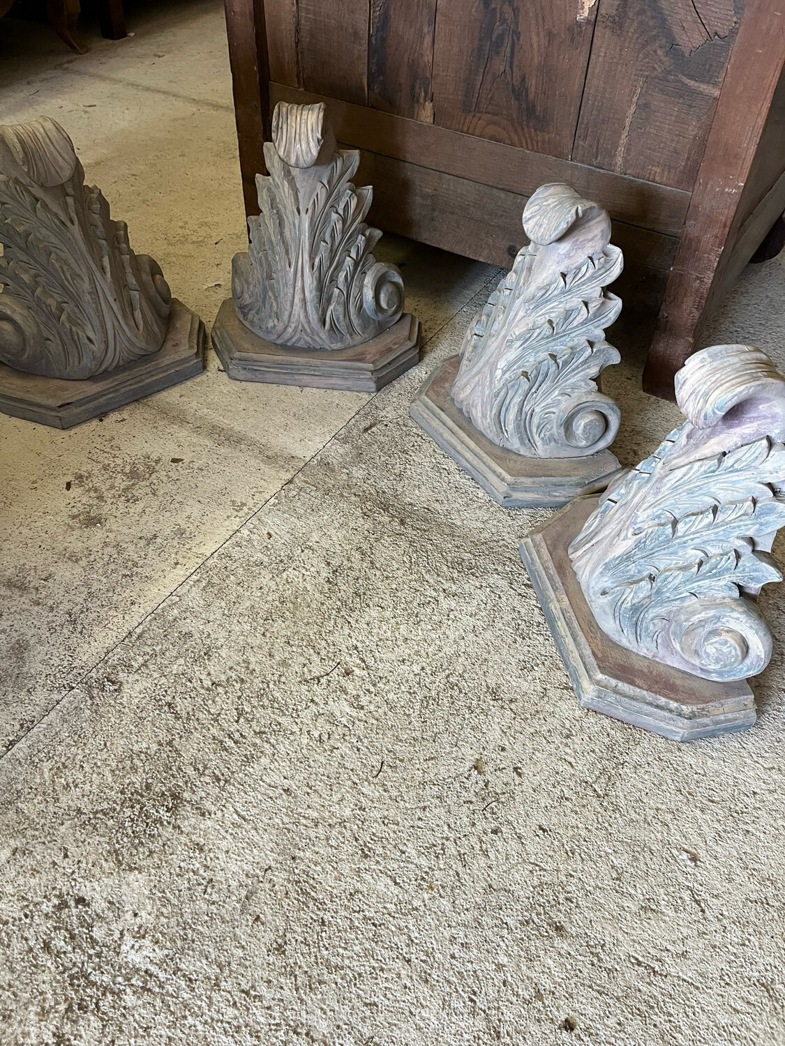 Décoration, feuilles sculptées vendu pièce - H 35 cm