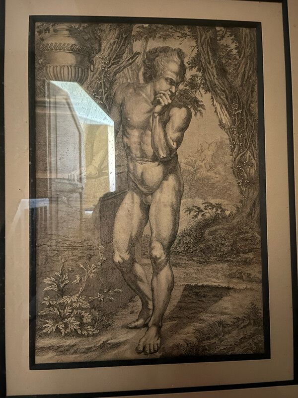 Cadre illustration noir et blanc d’un homme - 70 x 56 cm