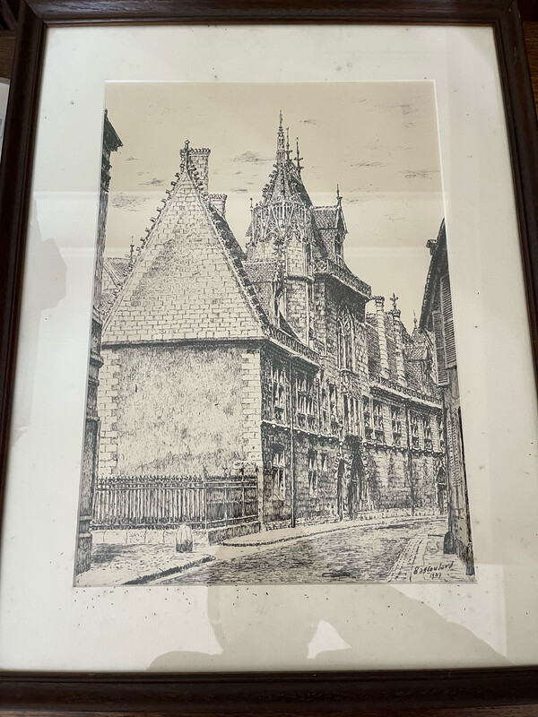 Marcel BASCOULARD reproduction de dessin : Le Palais Jacques-Coeur - 39 x 27 cm