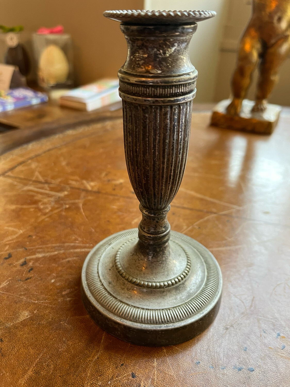 Bougeoir en métal argenté - H 16,5 cm